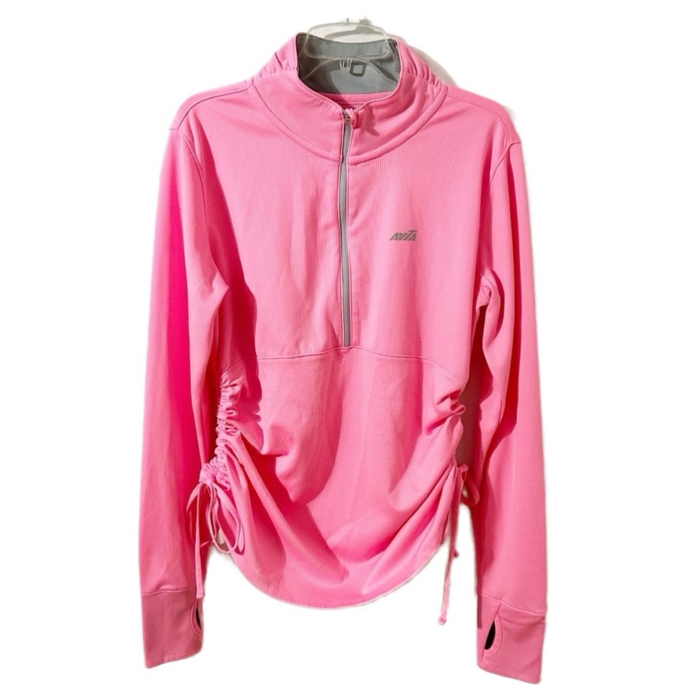 Avia Quarter Zip Long Sleeve Pullover Mock Turtleneck Athletic Workout Top Pink